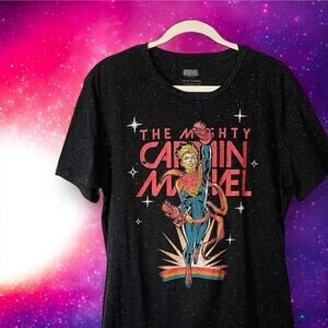 Vintage Style Marvel The Mighty Captain Marvel Flying Graphic Tee T-shirt Size L